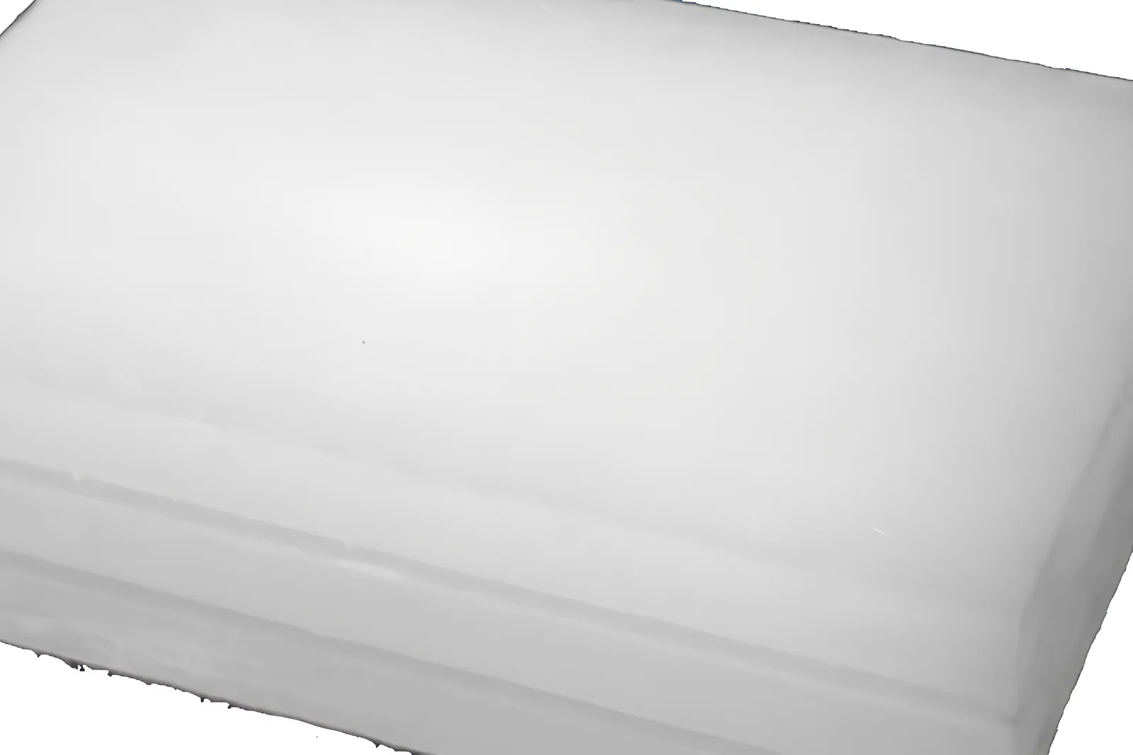 Semi-refined paraffin wax slab in white with a smooth, flat solid surface.